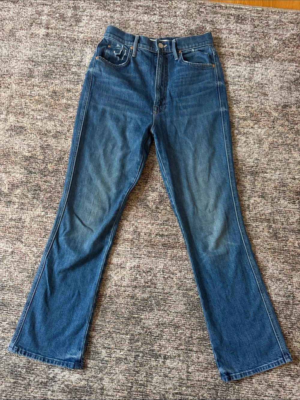 MOTHER High-Waisted Ankle Jeans - Blue Denim